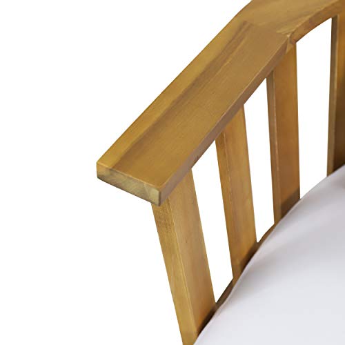Christopher Knight Home Ingrid Outdoor Wooden Loveseat With Cushions, White And Teak Finish #TOP6