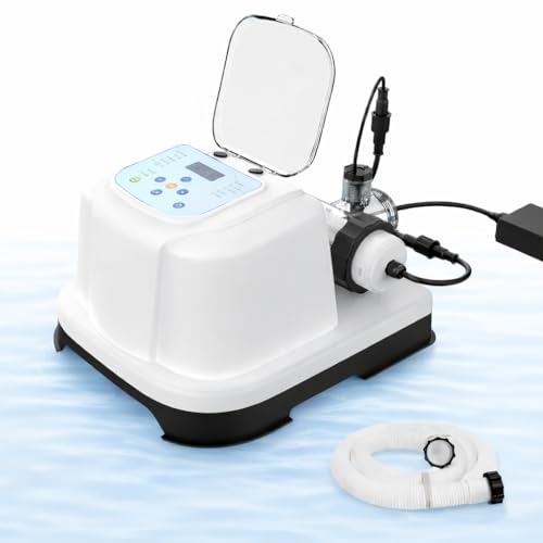 Saltwater Chlorinator for Above Ground Pools, Salt Water Pool System for up to 15000 Gallons, Self-Cleaning Salt Chlorine Generator, with Auto/AI Modes, Adapters and Test Strip Included