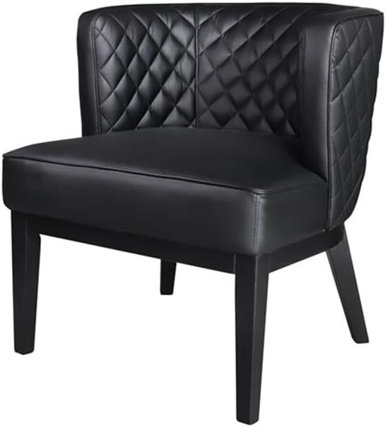 Scranton & Co Quilted Accent Chair, Black Caressoft Vinyl Upholstery, 25.5"W x 29"D x 28"H, Diamond Patterned Design, Padded Seat, Driftwood Finish Wood Legs, Guest or Reception Chair for Office or