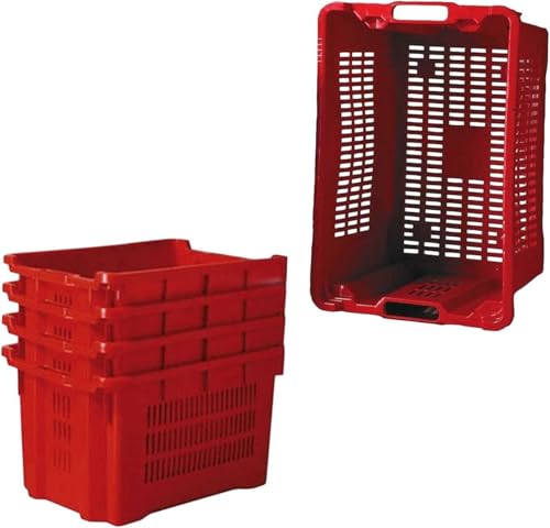 SHOPROM, Caja agrícola de plástico perforada, contenedor apilable para frutas y verduras, 52 x 36 x 31 cm (3)