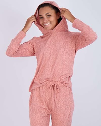 Image of Real Essentials 2 Pack: Women's Soft Long Sleeve Sleep Set - Comfortable Lounge Pull Over Hoodie and Henley Jogger