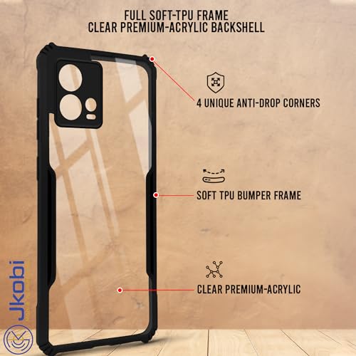Image of Jkobi Back Cover Case for Motorola Moto Edge 30 Fusion (Shockproof with Polycarbonate Clear Panel | Professional Black)