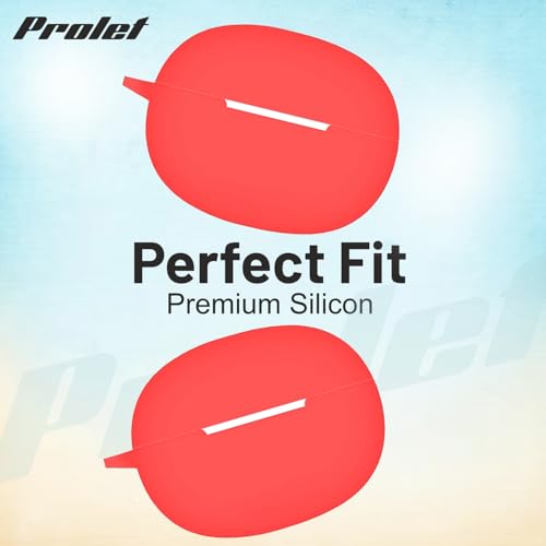 Image of Prolet Silicone Case Cover Compatible with Realme Techlife Buds T100, Soft Silicone Skin case Cover Shock-Absorbing Protective Case with Keychain-Red