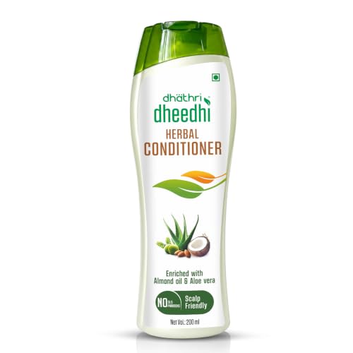 Image of Dhathri Dheedhi Herbal Conditioner with Coconut Oil, Amla & Tulsi | Ayurvedic Herbal Leave-In-Conditioner for Smooth, Frizz-Free Strong Hair | Sulfate & Paraben Free | All Hair Types, 200ml
