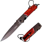 HAPYNY Klappmesser 28cm mit Holzgriff Einhandmesser Camping Outdoor Messer aus Edelstahl