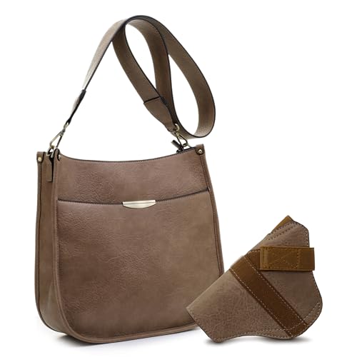 JESSIE & JAMES Ava Concealed Carry Crossbody Bag with Lock and Key Taupe