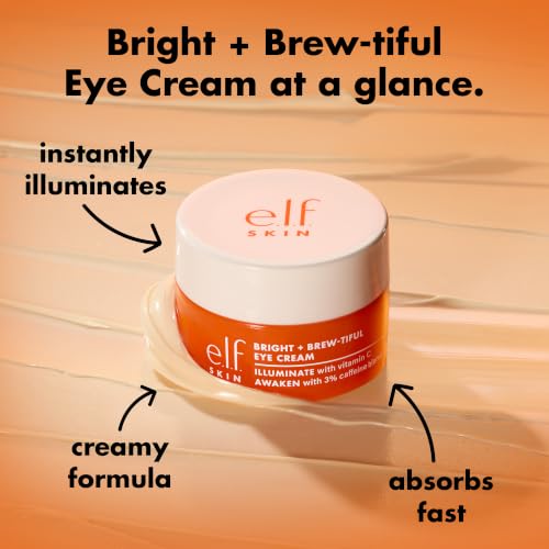 Image of e.l.f. SKIN Bright + Brew-tiful Eye Cream, Helps Brighten Appearance Of Undereye Dark Circles & Repair Puffiness, Vegan & Cruelty-Free