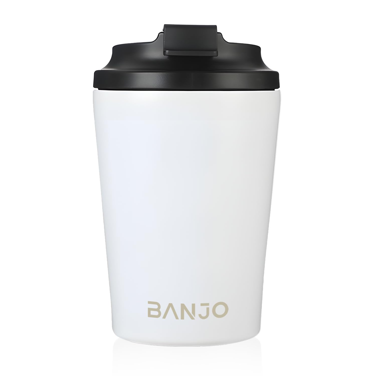BANJO 12oz Insulated Coffee Mug - Stainless Steel Travel Tumbler with 304 Liner, Big Belly Cup Design, 350ml Vacuum-Sealed Mug, Keeps Drinks Hot or Cold, Perfect for Travel & Office (White)