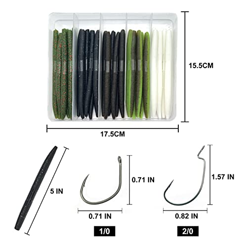 SANTKOL Fishing Worms,Senko Worms Bass Fishing,30PCS/5 inchs Rubber Worms,Wacky Worms with Salt Bass Worms for Freshwate Salwater - Thumbnail 4