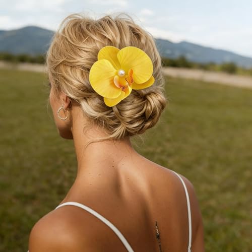 Set de 6 pinzas para cabello flores hawaianas 3.9 pulg miniatura 4