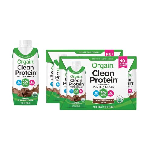 Orgain Clean Protein Shake,Grass Fed Dairy,Creamy Chocolate Fudge - 20g Whey High Protein,Kosher,Ready to Drink,Low Net Carbs,Gluten Free,No Soy Ingredients,11 Fl Oz,(Pack of 24)