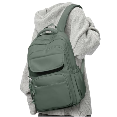 School Backpack for Women and Men, Waterproof, Green