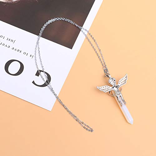 Colar Healifty Girl Angel Hexagonal com pingente de cristal natural colar de cura imitação de pedra