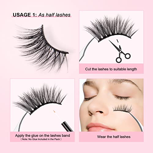 Glowingwin Half Cat Eye Lashes Natural Look Soft Corner 10 works Strip Wispy 3/4 Handmade False Faux Mink Reusable Fluffy Fake Eyelashes - Image 2