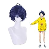 Anime Cosplay Wig Ohto Ai Short Blue Costume Hair Anime Synthetic Wig with Wig Cap for Women Girls