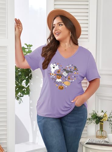 Image of ForHailey Women's Plus Size Short Sleeve Tee Shirt V Neck Basic Ladies Loose Fit T Shirt 1X-5X