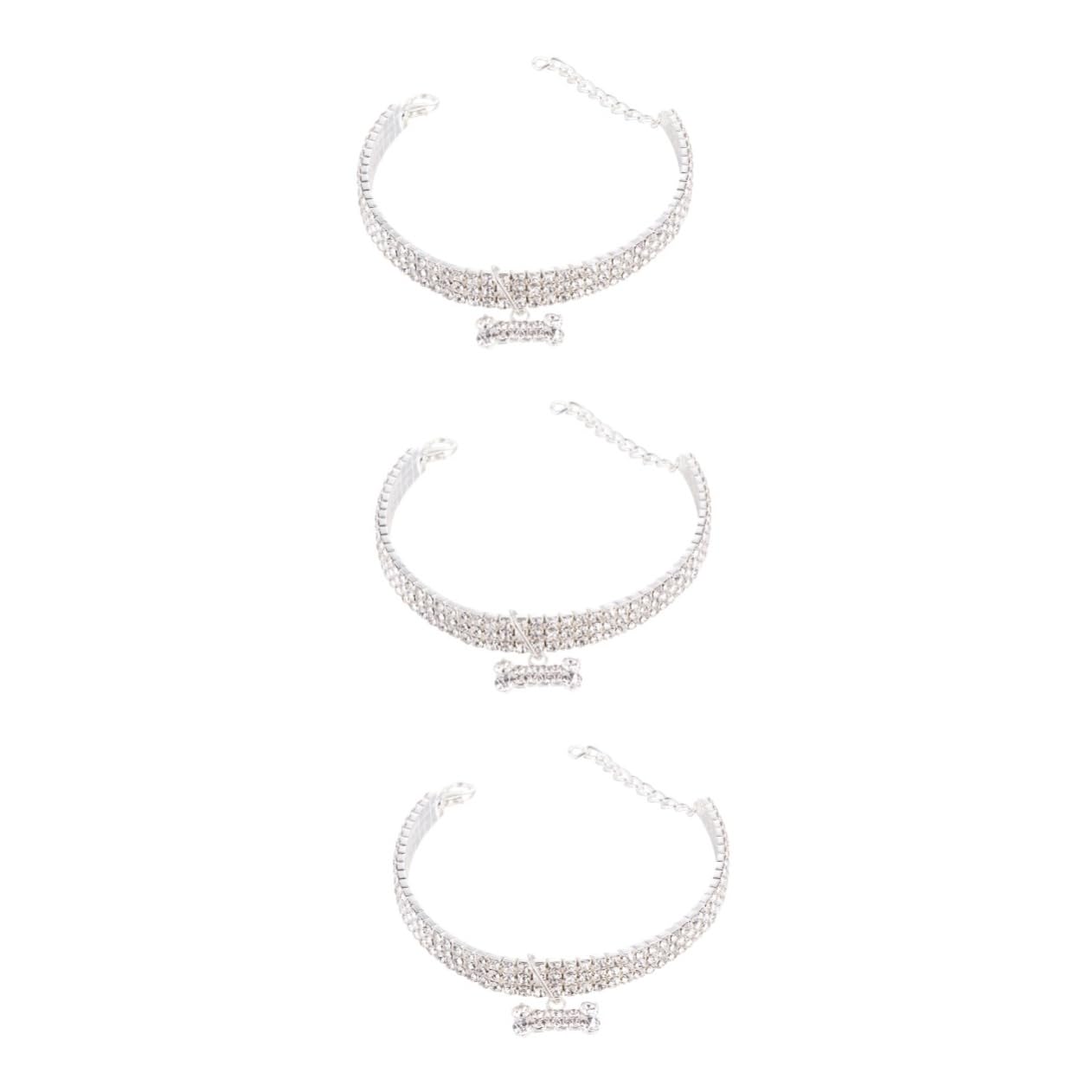 Collier pour chien de luxe avec pendentif strass étincelant - Finition blanche