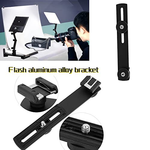Akozon Dual Flash Bracket Verlängerung Bar , Flash Bracket Stativ Montage Kamera Licht Bracket mit 1/4 Zoll Schrauben und heißem Schuh für DSLR Kamera LED Licht Flash Licht Video Licht Stand
