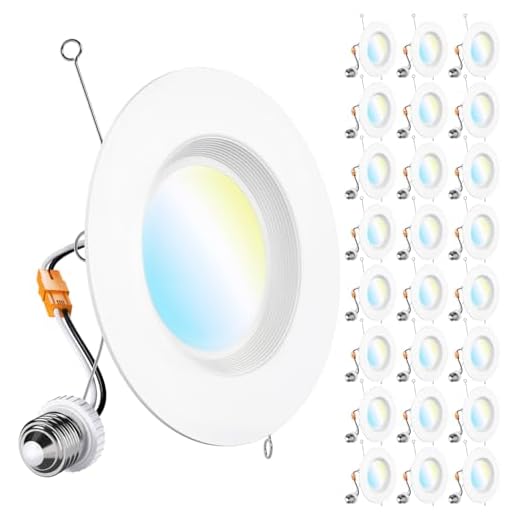 Sunco Lighting 24 Pack 5/6 Inch LED Can Lights Retrofit Recessed Lighting Selectable 2700K/3000K/3500K/4000K/5000K Dimmable Baffle Trim 13W=75W, 1050 LM, Replacement Conversion Kit, UL Energy Star