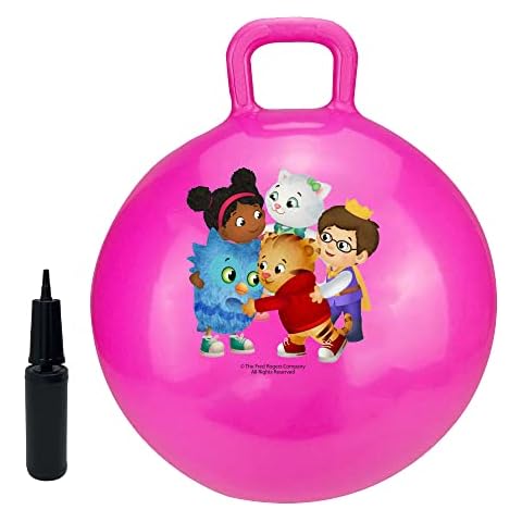 WALOO Daniel Tiger's Inflatable 15" Bouncy Hopper Jumping Ball with Handle & Pump (Pink) Cover