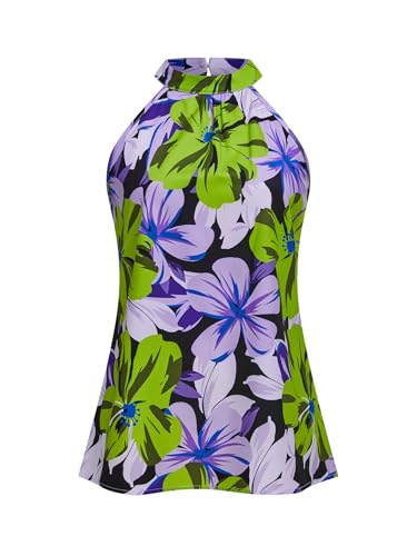 Image of RoseSeek Women's Tropical Paisley Halter Blouse Boho Shirt Vacation Tops