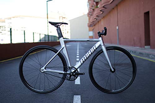 Miniatura 5 de Fabricbike Aero - Bicicleta Fixed, Fixie, Single Speed, Cuadro De Aluminio Y Horquilla De Carbono, Ruedas 28 , 5 Colores, 3 Tallas, 7.95 Kg Talla M Space Grey Black, L-58cm