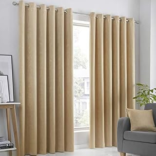 Fusion Strata Vorhänge, gewebt, mit Ösen, gefüttert, 100% Polyester, 117 x 137 cm, Ockerfarben