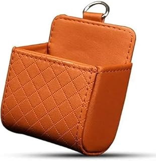 صندوق جيب حامل للهاتف المحمول من الجلد الصناعي مع فتحات تهوية داخلية محمول لحفظ الموبايل تخزين يتم تعليقه بفتحة السيارة ( جملى - قطعة واحدة ) - SACAR