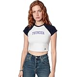 Hype & Vice NBA Oklahoma City Thunder Homerun Graphic Baby Tee - Women’s Fitted Raglan Crop Tee, Game Day Shirt - XS