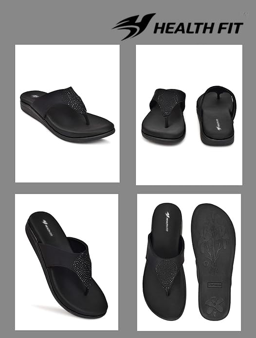Image of HEALTH FIT EXTRA SOFT Women's Comfortable Memory Foam Doctor Slippers /Flip-Flops|Fashionable Casual & Stylish|Lightweight & Breathable|Outdoor Synthetic Casual Chappals Sandals Ladies & Girls HF21