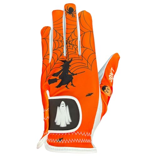Giggle Golf Women's Golf Glove (Small, Worn On Left Hand, Orange Halloween)