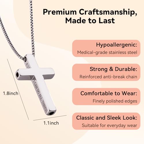 Cross Breathing Necklace, Breathlink Quit Smoking Aid, Inspirational Bible Verse Anti-Anxiety Mindfulness Necklace, Premium Stainless Steel Breathwork Tool, Anxiety Relief Items Gift2