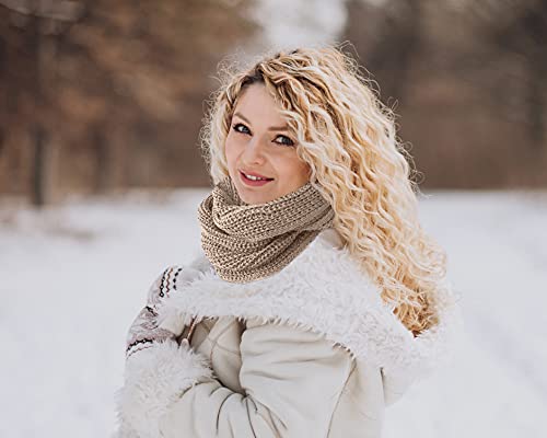 TINKUY PERU Chunky Knitted Scarves, Soft Authentic Peruvian Alpaca Wool Infinity Snood Scarf for Winter, Unisex, One Size,2