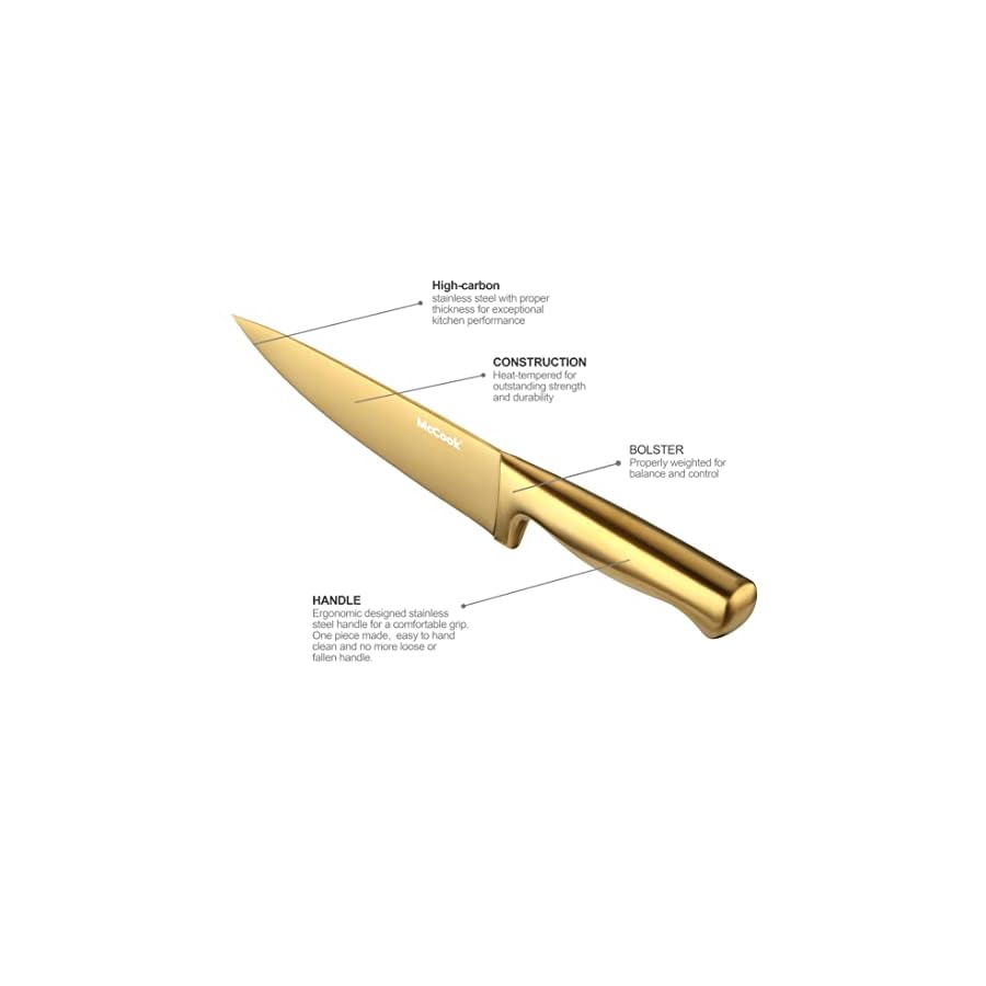 McCook-MC69G-Kitchen-Knife-Sets20-Pieces-Golden-Titanium-Knives-Block-Set-with-Built-in-Sharpener McCook® Kitchen Knife Sets, Golden Titanium Stainless Steel Knives Block Set with Built-in Sharpener