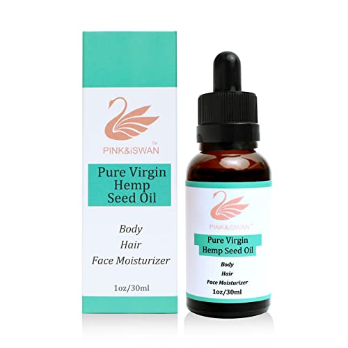 Pink&iSwan Pure Hemp Oil Extract - Hemp Oil Organic - Hemp Oil for Skin - Cold Pressed Hemp seed Oil - Virgin hemp seed oil - Organic, Non GMO - Only Organic Hemp Seeds Used - 1oz
