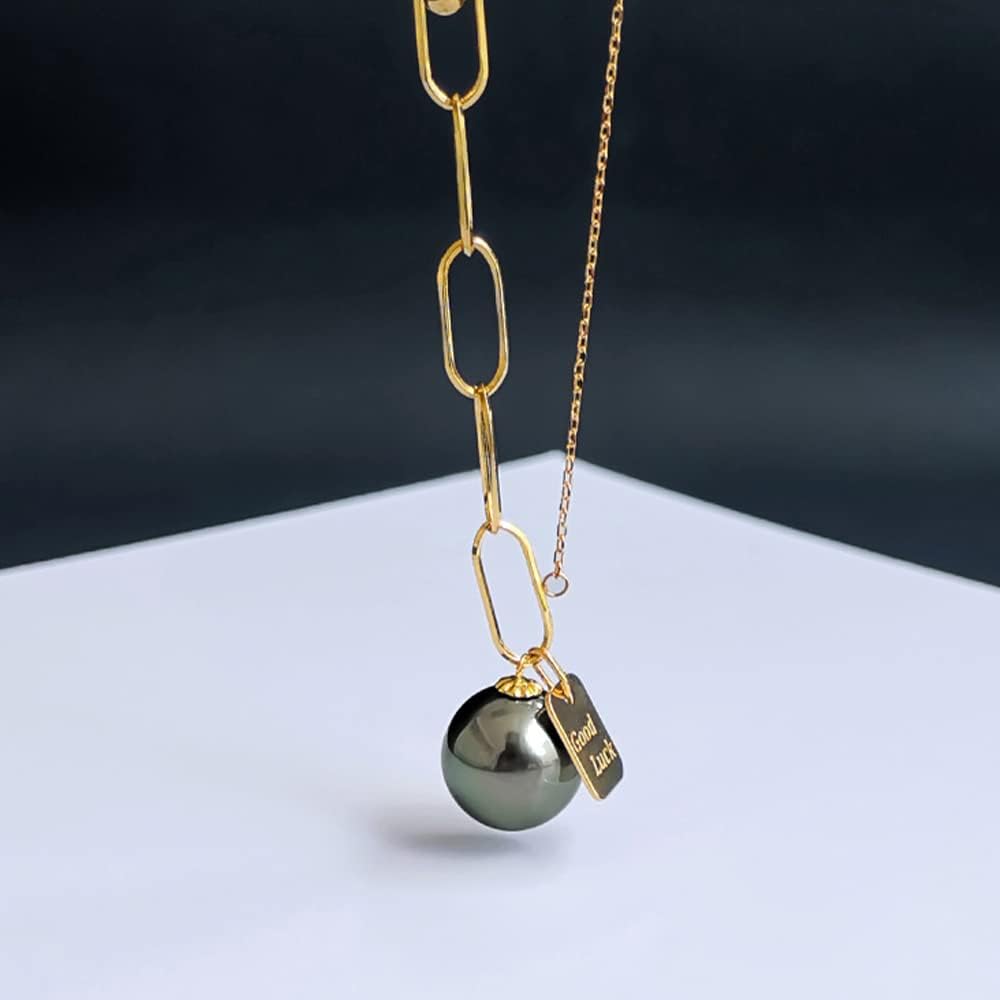 Real Pearl Pendant Necklaces for Women with Genuine AAAA Quality 9-10mm Black Tahitian Cultured Pearls | Platinum Gold Plated 925 Sterling Silver Necklace Fine Jewelry Gifts for Her - Image 2
