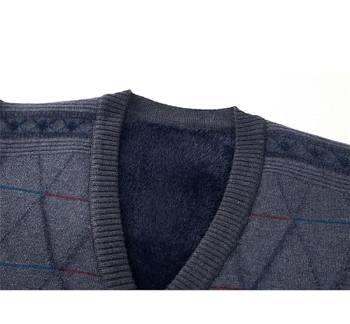 2024 Men's Cardigan Vest Autumn Business Casual Fashion Knitted Sweater Vest Warm V-Neck 18709-Black gray Asian Size M(165)#Asian Size M(165)4