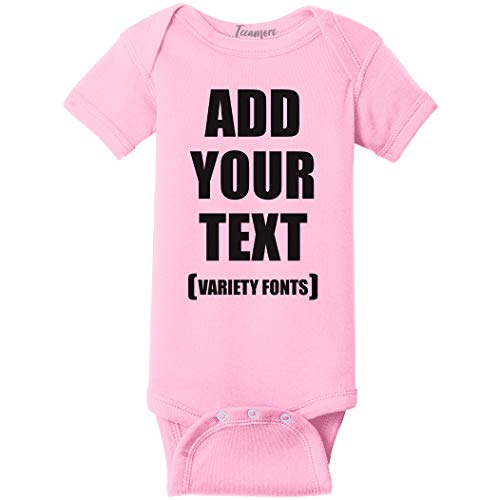 TEEAMORE Custom Baby Bodysuits Add Your Text for Baby Girl & Boy Personalized Bodysuit Pink