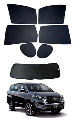 Image of Premium Car Sunshade Fix Type Non-Magnetic Curtain with Rear Dicky Curtain Set of 7pc for Innova Crysta