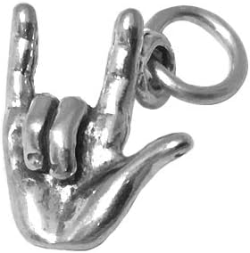 I Love You Charm Sterling Silver 14mm, Silver Sign Language Charm, 925 Sterling Silver Charm, Love Charm, I Love You Sign Language Charm - SP600