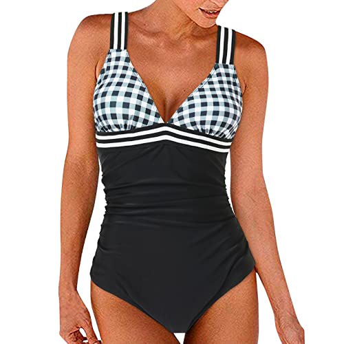 Sexy Badeanzug, Floating Anzug Bauchweg Push Up Schwimmanzug Mit Retro Schlankheits Raffung Einteilige Bademode Swimsuits for Women