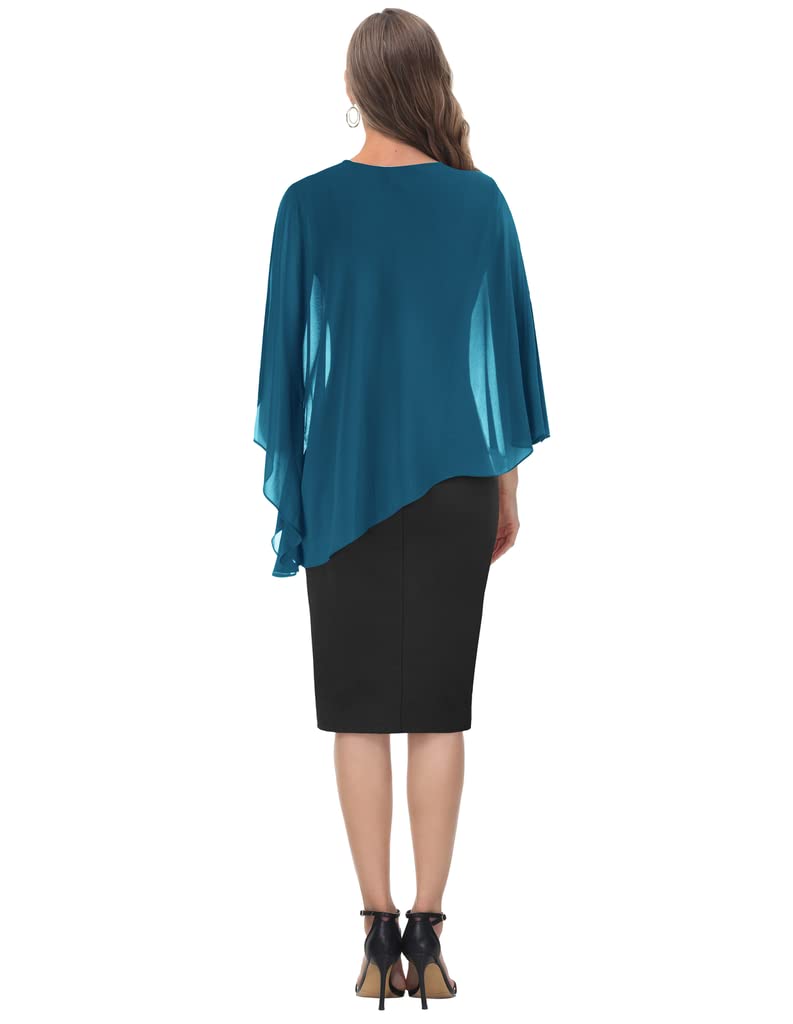 Hanna Nikole Femmes Plus Size Cape Robe en Mousseline de soie Robes Formals Robe de Cocktail Elegante con superposición