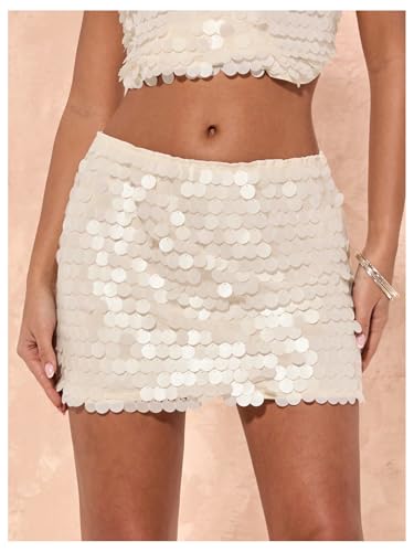 SOLY HUX Women's Sequin Mini Skirt Sparkly Low Rise Bodycon Party Club Going Out Summer Skirts3