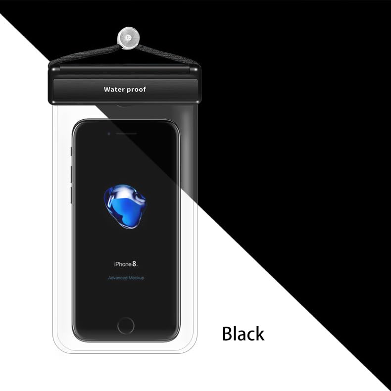 XSDY Waterproof Phone Pouch, Waterproof Phone Case for Cell Phones up to 7.2'', Transparent Underwater IPX8 Dry Bag Waterproof Touch Photo Face (Black 2pcs)