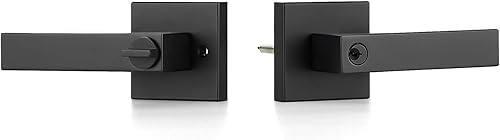 Miniatura 7 de Ravinte Paquete de 6 manijas de puerta de alta resistencia para cerradura de puerta, manijas cuadradas para puerta de derecha a la izquierda, juego