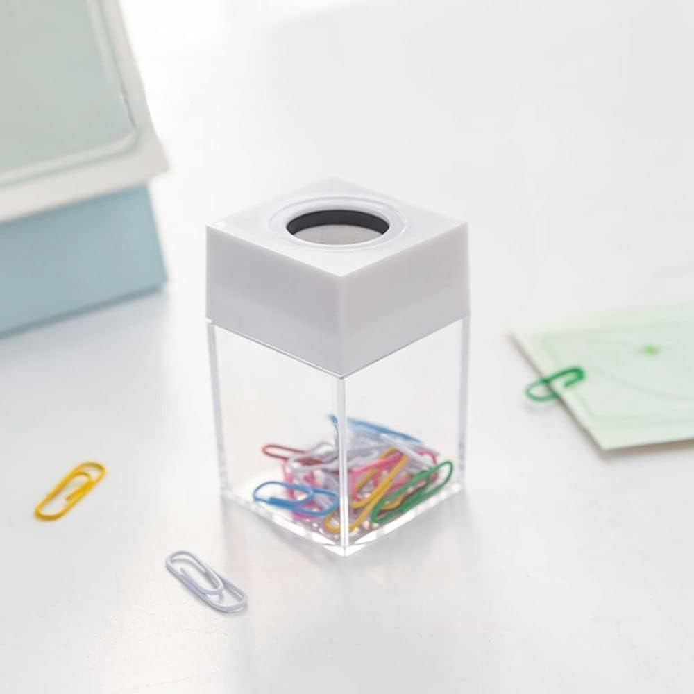 1pc Pink Magnetic Paper Clip Dispenser Holder,Magnetic Top Paper Clips Holders,Storage Box with Clear Acrylic Paper Clips Organizers for Desk Cute Office Binder Clips,Office Supplies