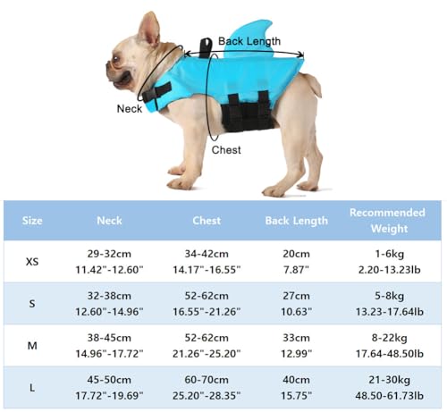 FONLAM Schwimmweste Hund Hundeschwimmweste Schwimmweste für Kleine Mittelgroße Hunde Rettungsweste Warnweste Schwimmbad (XS, Blau)