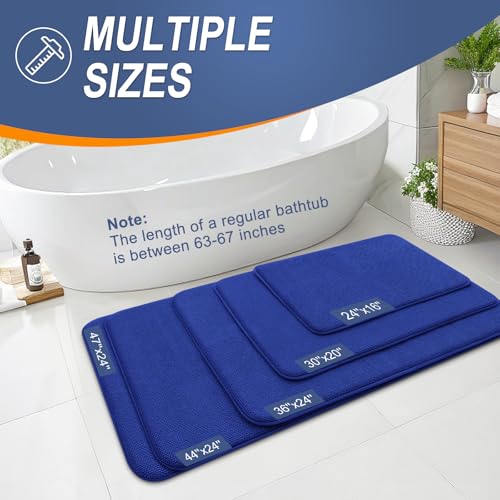 Image of OLANLY Thick Memory Foam Bathroom Runner Rugs 44x24, Extra Soft Absorbent Long Bath Rug, Quick Dry, Non-Slip, Machine Washable Bath Mat for Bathroom, Tub and Shower, Home Decor Accessories, Royal Blue