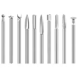 Alriedy 10-PCS Dremel Holz & Zubehör Holz Set, Dremel Holzfräser & Fräser Holz,3mm Schaft HSS Schnitzwerkzeuge für Holz Schnitzen Gravieren, Rotationswerkzeug Zubehör