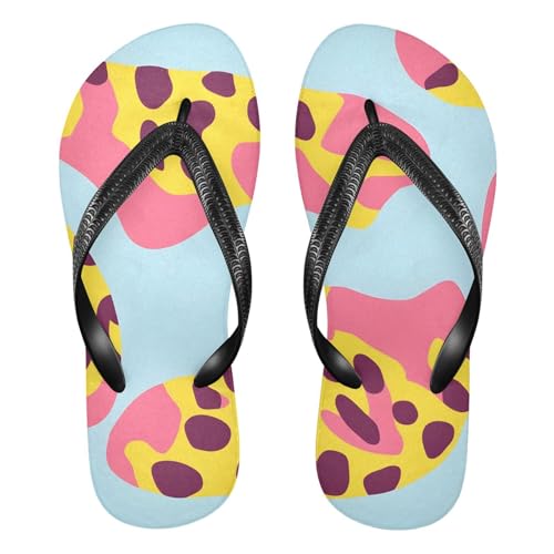 Cute Pink Yellow Leopard Print Flip Flop Beach Summer Casual Sandal for Women & Men Shower Shoes 20860868